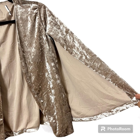 AMARYLLIS Rose Gold Crushed Velvet Blazer Cape Size S - Picture 5 of 6